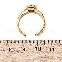 304 Stainless Steel with Glass Cat Eye Cuff Rings for Women&nbsp;RJEW-K309-40G