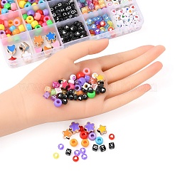 588Pcs 13 Styles Geometry & Star & Heart & Flower Acrylic Beads&nbsp;DIY-FS0002-04