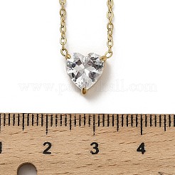 304 Stainless Steel Crystal Cubic Zirconia Heart Pendant Necklaces for Women&nbsp;NJEW-Z064-03G