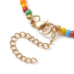 Flower Glass Seed & Pearl Beaded Necklaces&nbsp;NJEW-JN04677-02