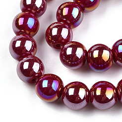 Electroplate Opaque Glass Beads Strands&nbsp;LS-GLAA-T032-P8mm-AB05