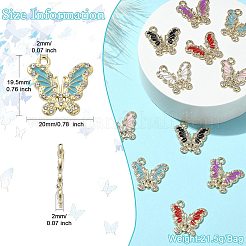 12Pcs 6 Colors Golden Alloy with Rhinestone Pendant&nbsp;FIND-CJ0001-79