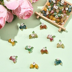 60Pcs 6 Colors Natural Malaysia Jade & Acrylic Pendants&nbsp;PALLOY-YW00170