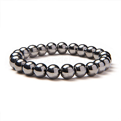 Silver Plate Non-magnetic Synthetic Hematite Round Beads Stretch Bracelets&nbsp;BJEW-PH0001-8mm-21