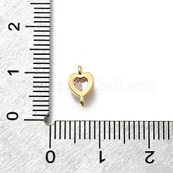 Heart Brass Cubic Zirconia Connector Charms&nbsp;KK-P295-34G-02