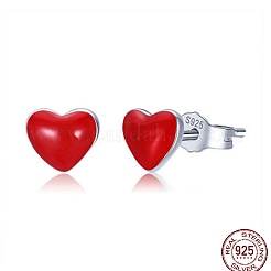 Anti-Tarnish Rhodium Plated 925 Sterling Silver Enamel Stud Earrings&nbsp;EJEW-FF0008-006P