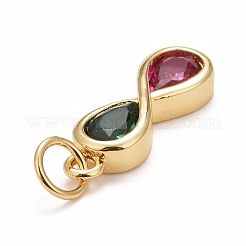Rack Plating Brass Green & Red Cubic Zirconia Pendants&nbsp;KK-M229-08G