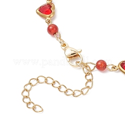 Heart Stainless Steel & Glass Connector Charms Bracelets&nbsp;BJEW-JB12656-03