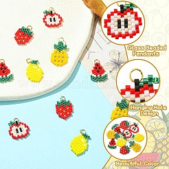 5Pcs 5 Styles Glass Seed Beaded Pendants&nbsp;PALLOY-CJ00126