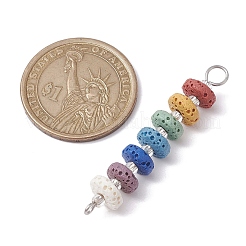 Chakra Natural Lava Rock Dyed Beaded Connector Charms&nbsp;PALLOY-JF02546-01
