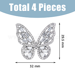 4Pcs 4 Style Rhinestone Butterfly Open Cuff Rings Set&nbsp;RJEW-FI0001-14