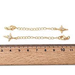 Brass Micro Pave Clear Cubic Zirconia Curb Chain Extender&nbsp;KK-Z149-08G