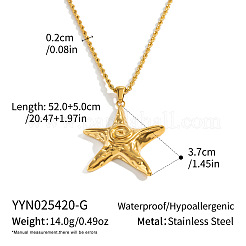 Summer Beach 304 Stainless Steel Starfish Pendant Necklaces for Women&nbsp;FR4508-1
