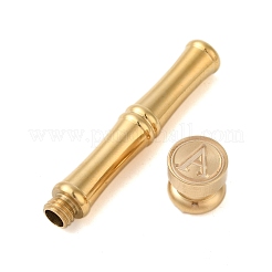 Golden Tone Brass Wax Seal Stamp Head with Bamboo Stick Shaped Handle&nbsp;LS-STAM-K001-05G-A