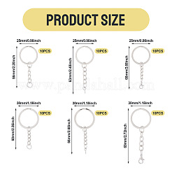 60Pcs 6 Styles Iron Split Key Rings&nbsp;FIND-TA0008-13