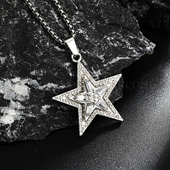 Alloy Crystal Rhinestone Pendant Star Necklaces for Men&nbsp;WGA2264-01