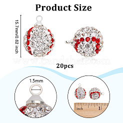 20Pcs Round Polymer Clay Rhinestone Pendants&nbsp;PALLOY-OC00048