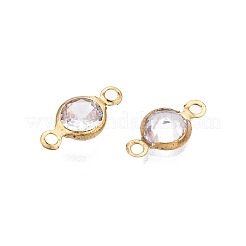 Brass Clear Cubic Zirconia Connector Charms&nbsp;KK-T070-07C-A