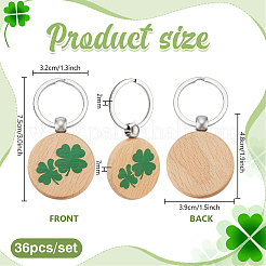 36Pcs Wood Pendant Keychains&nbsp;KEYC-PH0002-33