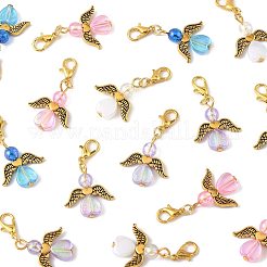 32Pcs 4 Styles Acrylic & Alloy Heart Angel Pendant Decorations&nbsp;HJEW-FS00040-04