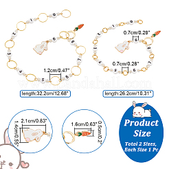 2Pcs 2 Style Alloy Enamel Rabbit & Carrot Pendant Knitting Row Counter Chains&nbsp;HJEW-NB0001-86