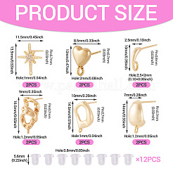 12Pcs 6 Styles Brass Stud Earring Findings&nbsp;KK-TA0003-20