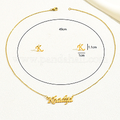 Stainless Steel Letter K Stud Earrings & Word Khadija Pendant Necklaces Sets for Women&nbsp;ES0413-1