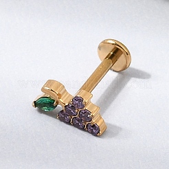 F136 Titanium Pave Cubic Zirconia Fruit Internally Threaded Labrets&nbsp;ME-CBA9828-06C-G