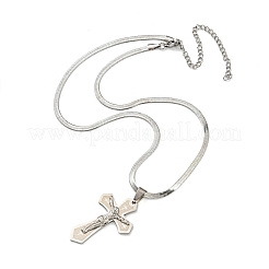 Non-Tarnish 201 Stainless Steel Cross with Jesus Pendant Necklaces&nbsp;NJEW-G115-04P