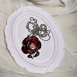 Gothic Style Alloy Enamel Red Rose Flower Vintage Pendant Necklaces for Women&nbsp;GR0561