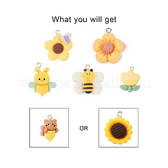 12Pcs 6 Styles Opaque Resin Pendants&nbsp;RESI-TA0002-04