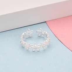 925 Sterling Silver Micro Pave Clear Cubic Zirconia Open Cuff Rings for Women&nbsp;STER-N016-151S
