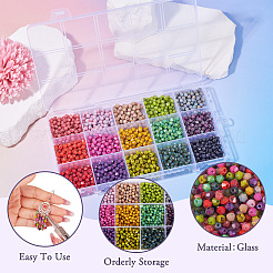 1500Pcs 15 Colors Picasso Baking Paint Glass Seed Beads&nbsp;SEED-TA0001-50