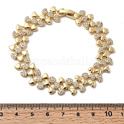 Heart Brass Micro Pave Clear Cubic Zirconia Link Chain Bracelets&nbsp;BJEW-C130-01G
