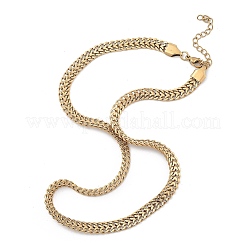 Ion Plating(IP) 304 Stainless Steel Wheat Chain Necklaces for Women&nbsp;NJEW-U019-01G