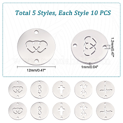 50Pcs 5 Style Manual Polishing 304 Stainless Steel connector Charms&nbsp;STAS-UN0035-89