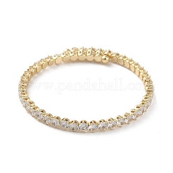 Brass Micro Pave Cubic Zirconia Cuff Bangles&nbsp;BJEW-D039-08G