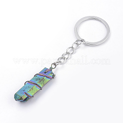Rainbow Plated Natural Crystal Quartz Keychain&nbsp;KEYC-S252-16