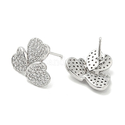 Rack Plating Brass Micro Pave Clear Cubic Zirconia Stud Earrings for Women&nbsp;EJEW-M260-10P