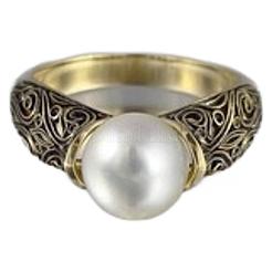 Brass with Plastic Pearl Bead Finger Rings&nbsp;FS-WG3AF2F-05