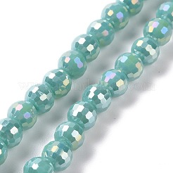 Electroplate Opaque Solid Color Glass Beads Strands&nbsp;GLAA-E036-10-M