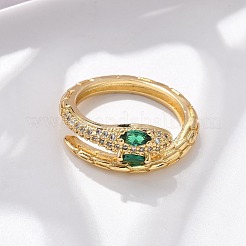 Brass Micro Pave Cubic Zirconia Finger Rings&nbsp;RJEW-C120-30B-G