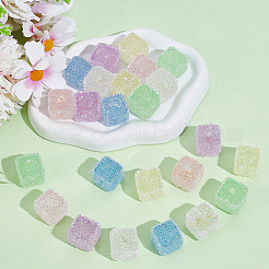 24Pcs 6 Colors Drusy Cube Resin Rhinestone Beads&nbsp;RESI-PA0001-43B