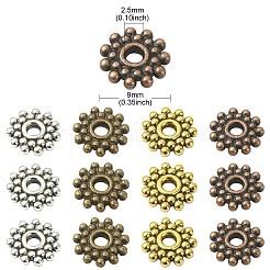 100Pcs 4 Colors Gear Tibetan Silver Alloy Spacer Beads&nbsp;TIBEB-YW0001-66