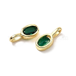 Oval Brass Micro Pave Cubic Zirconia Charms&nbsp;KK-C134-16G-06