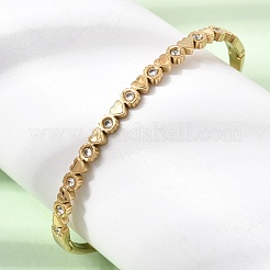 304 Stainless Steel Crystal Rhinestone Heart Hinged Cuff Bangles for Women&nbsp;SA-CBA61B8-10G