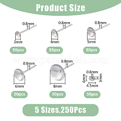 250Pcs 5 Size 304 Stainless Steel Post Stud Earring Findings&nbsp;STAS-DC0014-85