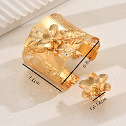 Iron Hollow Flower Cuff Bangles & Rings Set for Women&nbsp;CQ8674