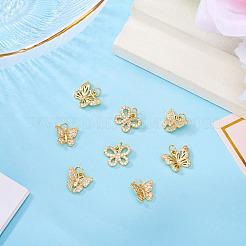 8Pcs 4 Styles Brass Micro Pave Cubic Zirconia Pendants&nbsp;KK-TA0002-33