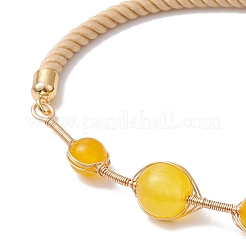 Natural Mixed Gemstone Round Beaded Slider Bracelets&nbsp;BJEW-JB11054